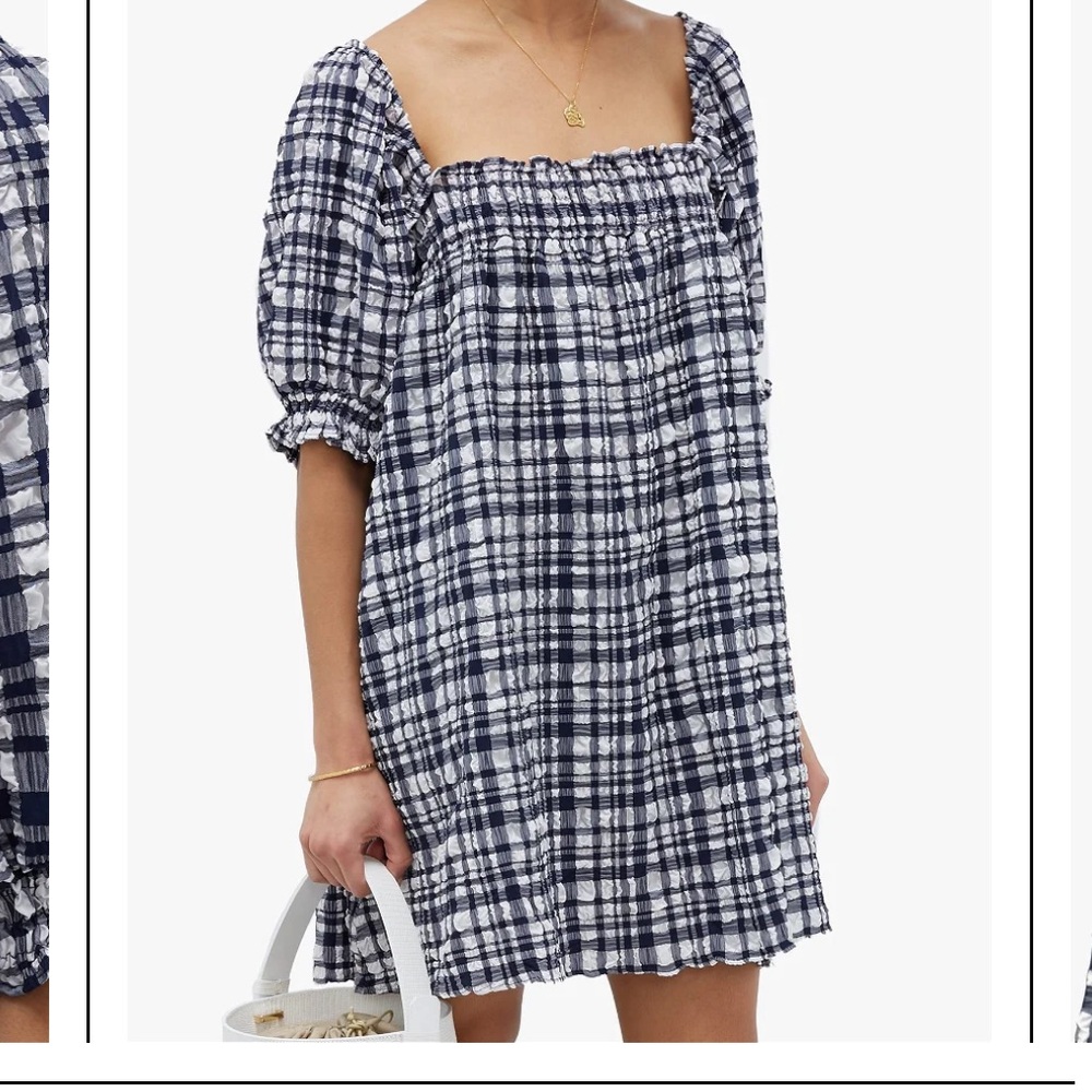 Solid & Striped Size S Square-Neck Checked Seersu… - image 1